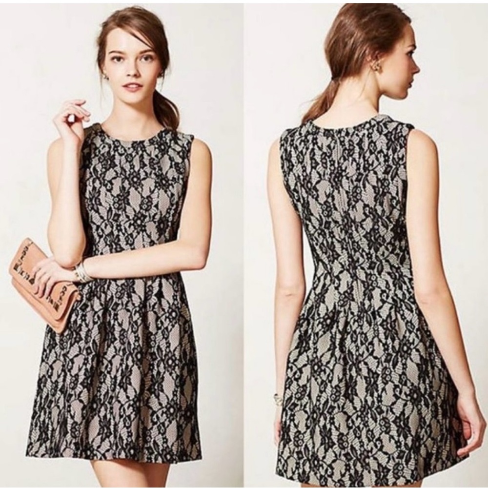 HD in Paris Anthropologie Size M Black Lace VIOLANTE A-Line Dress Size L